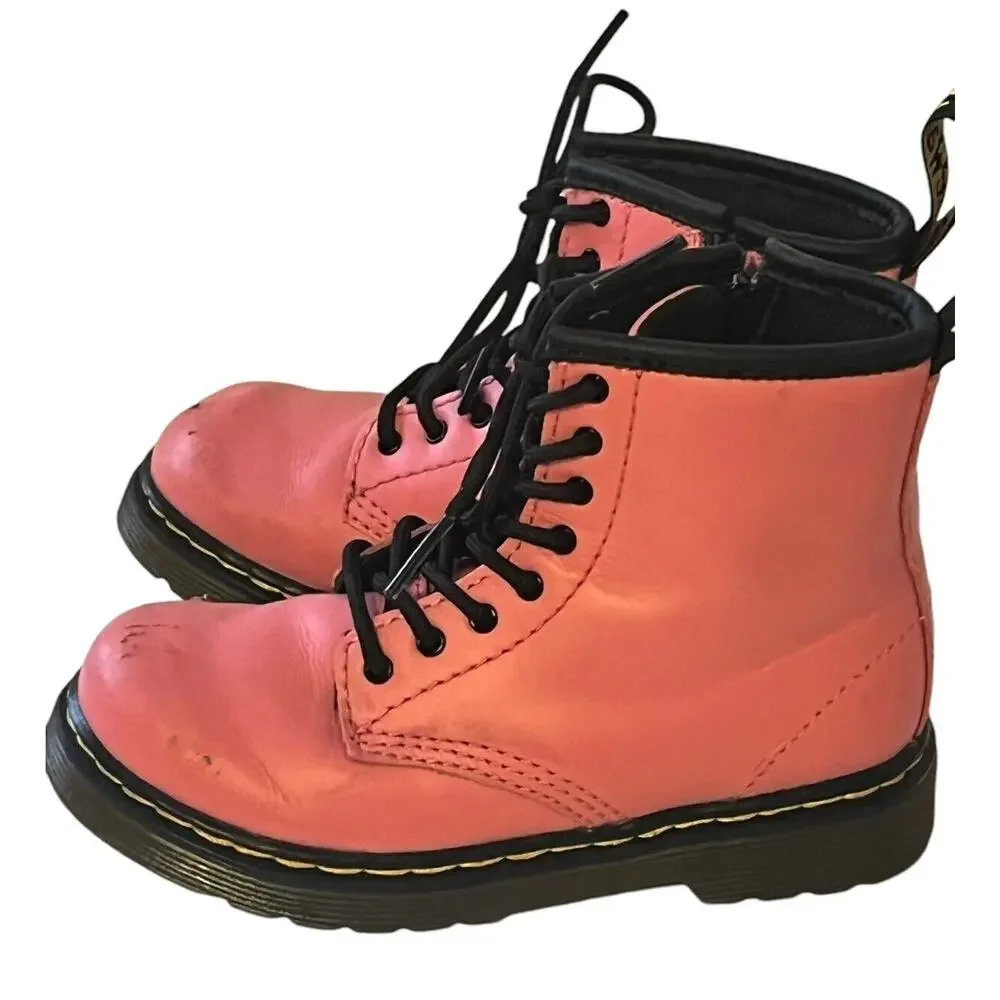 Dr Martens Boots Kids 10 Pink Lace Up Girls Toddler Combat Shoes 1460 T